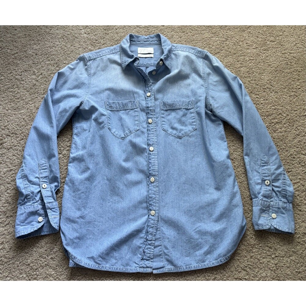 J.Crew Classic Blue Chambray Button Up Shirt Women's Long Sleeve Size 2